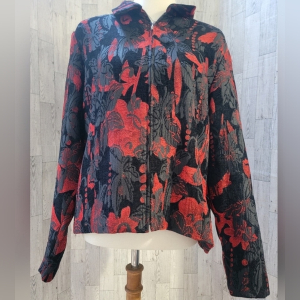 Christopher & BANKS red and black button jacket size xl with zipper